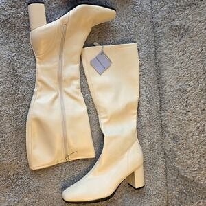 Aerosoles Micah Women's Knee High Boots Block Heel Cream Size 8M j